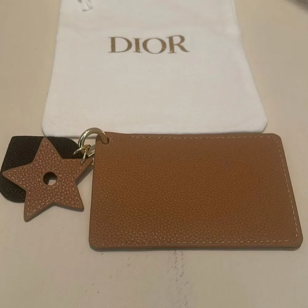 Dior Prestige Leather Card Holder Rose Cut Brown Black Star Heart Charm Luxury